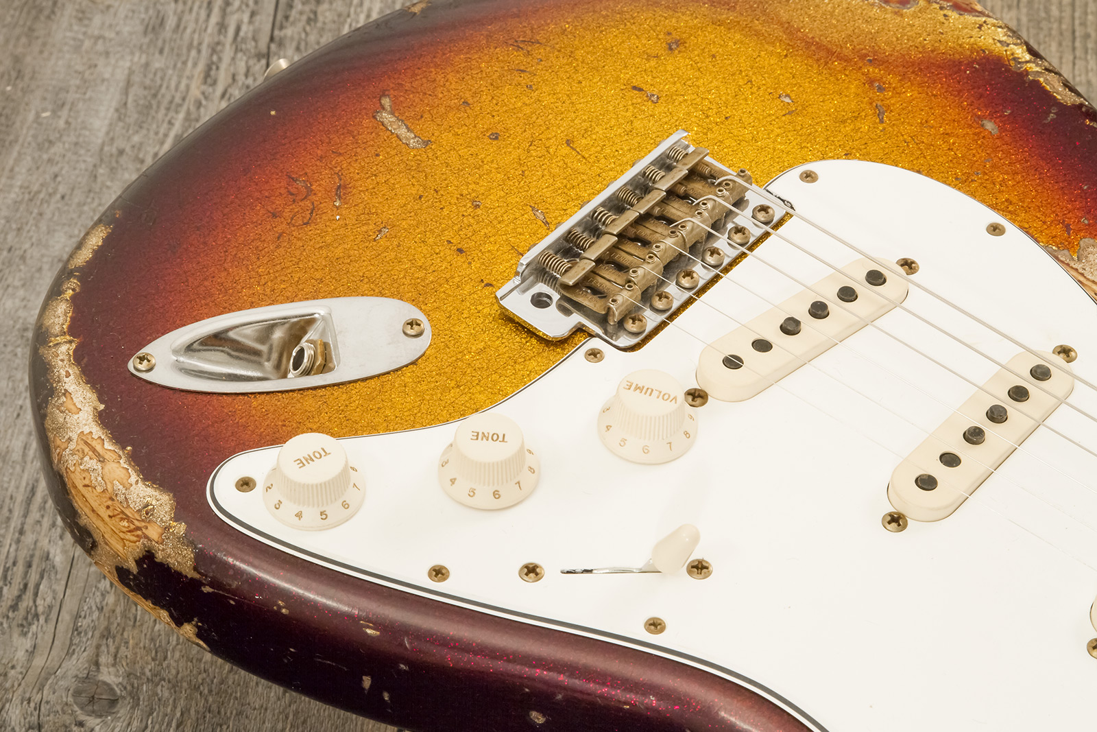 Fender Custom Shop Strat 1963 3s Trem Rw #r141255 - Super Heavy Relic Sparkle 3-color Sunburst - Elektrische gitaar in Strat vorm - Variation 5