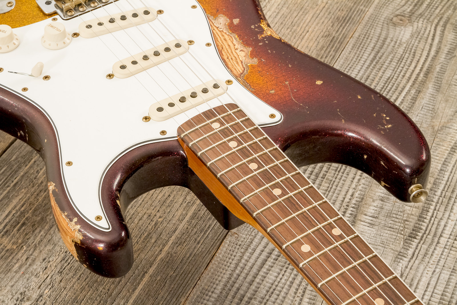 Fender Custom Shop Strat 1963 3s Trem Rw #r141255 - Super Heavy Relic Sparkle 3-color Sunburst - Elektrische gitaar in Strat vorm - Variation 6