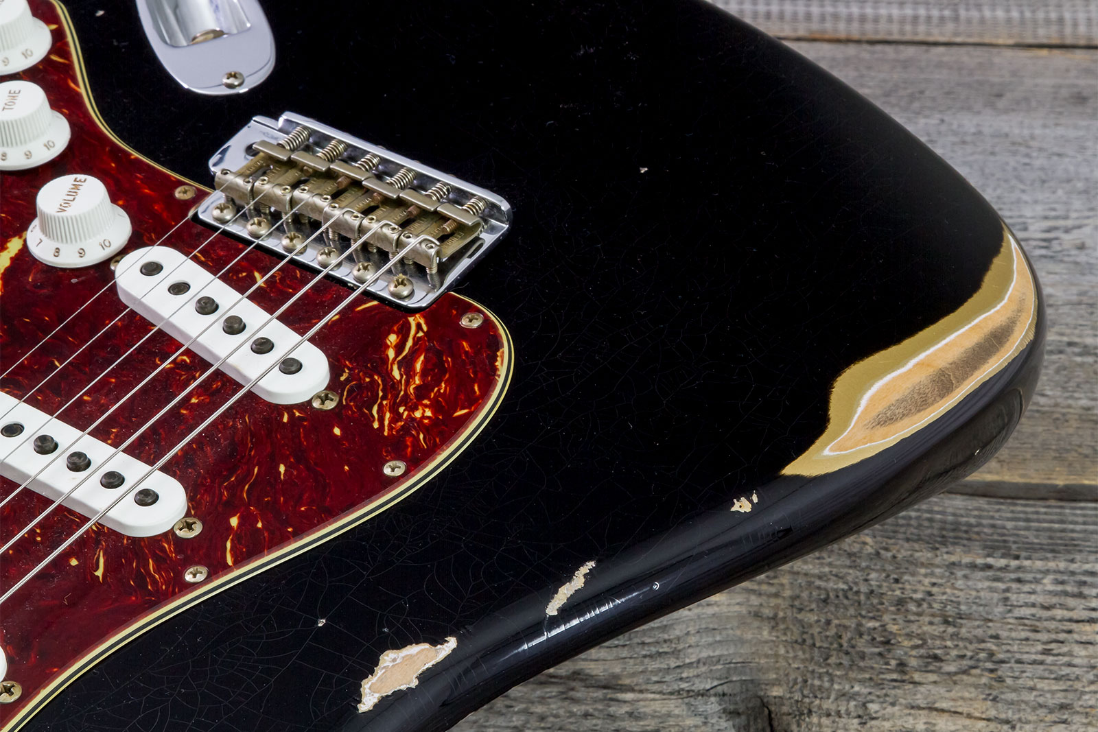 Fender Custom Shop Strat 1963 3s Trem Rw #r143861 - Relic Black O. Hle Gold - Elektrische gitaar in Strat vorm - Variation 3