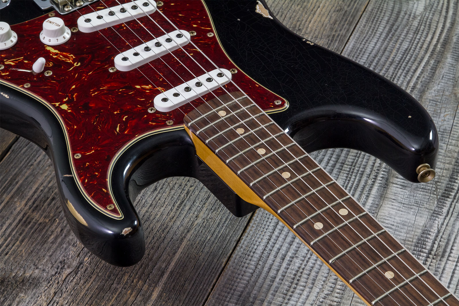 Fender Custom Shop Strat 1963 3s Trem Rw #r143861 - Relic Black O. Hle Gold - Elektrische gitaar in Strat vorm - Variation 5