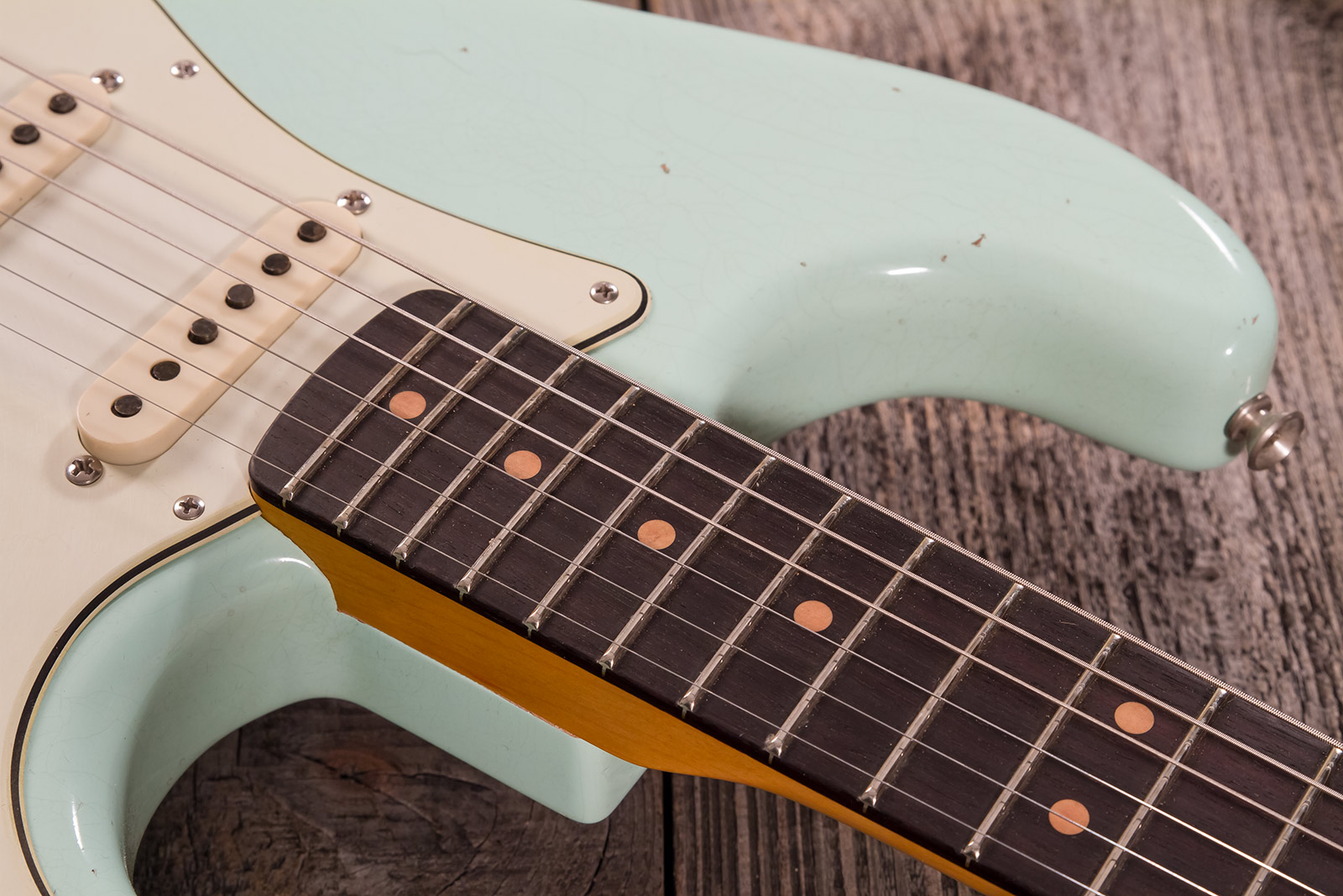 Fender Custom Shop Strat 1964 3s Trem Rw #cz570381 - Journeyman Relic Aged Surf Green - Elektrische gitaar in Str-vorm - Variation 3