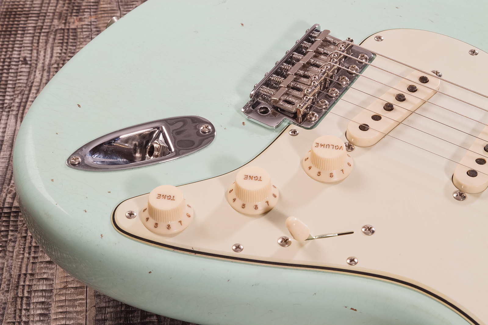Fender Custom Shop Strat 1964 3s Trem Rw #cz570381 - Journeyman Relic Aged Surf Green - Elektrische gitaar in Str-vorm - Variation 4