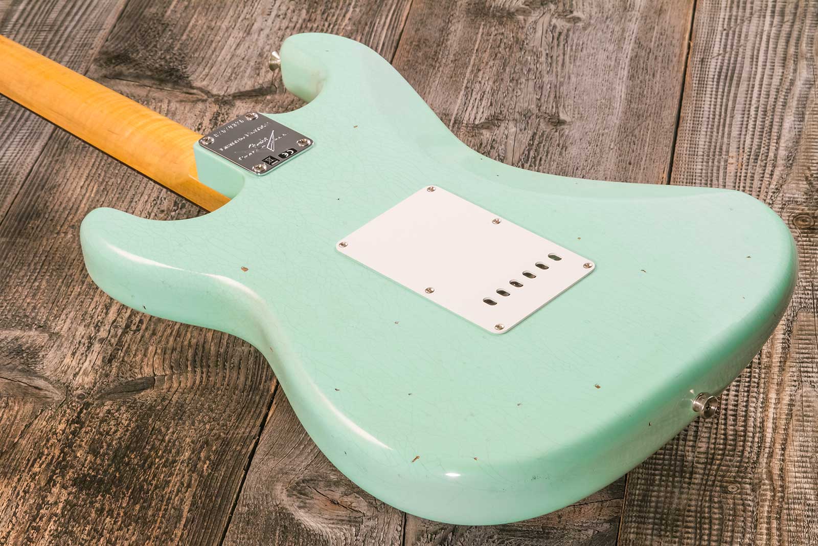 Fender Custom Shop Strat 1964 3s Trem Rw #cz579326 - Journey Man Relic Aged Surf Green - Elektrische gitaar in Str-vorm - Variation 7