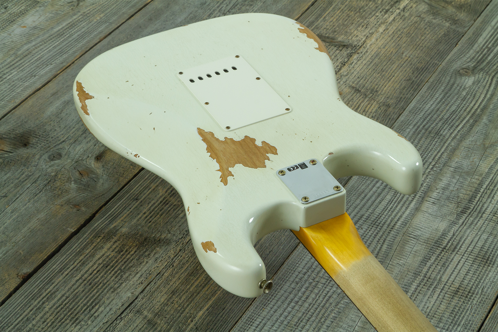 Fender Custom Shop Strat 1964 L-series 3s Trem Rw #l11710 - Heavy Relic Olympic White - Elektrische gitaar in Strat vorm - Variation 9