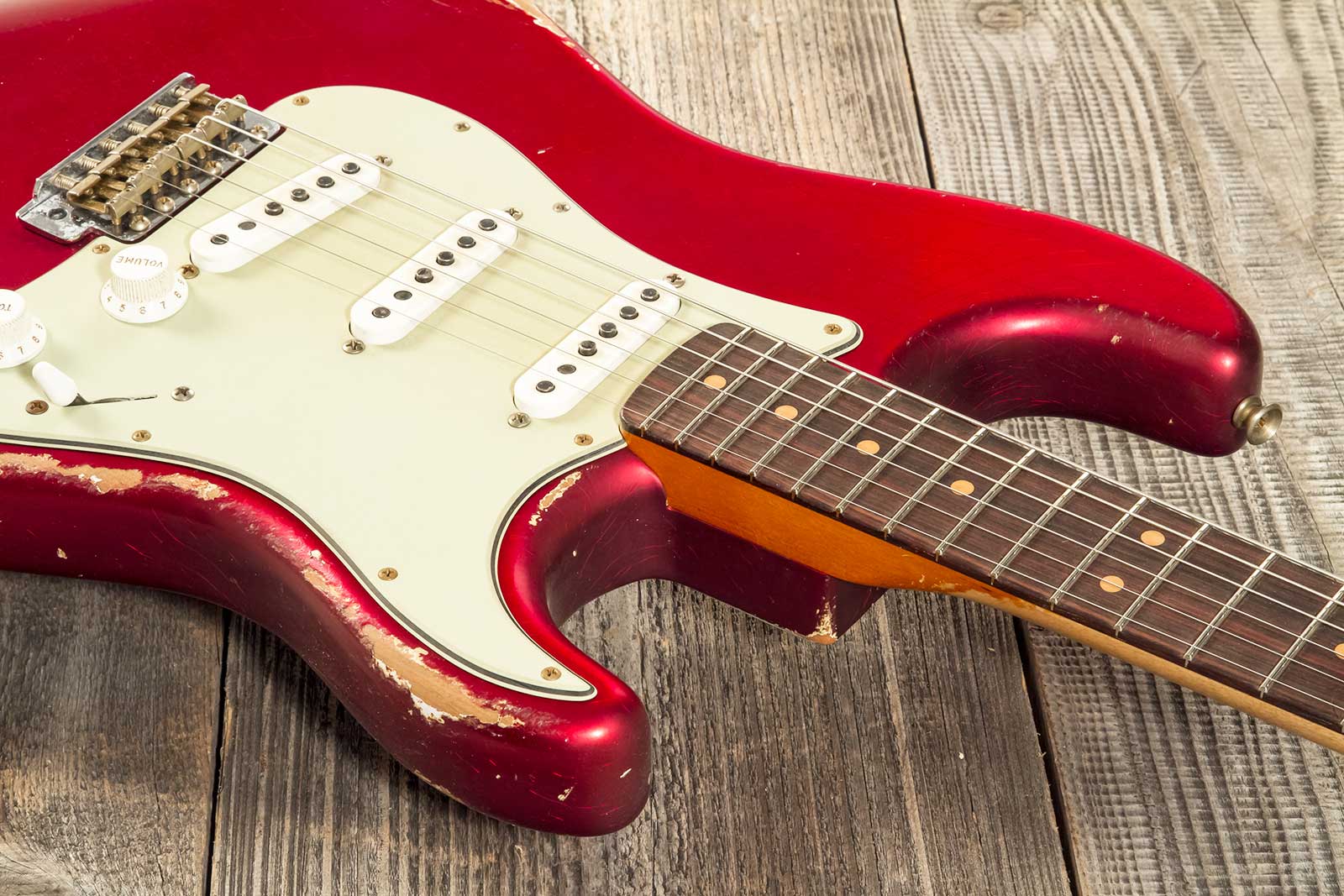 Fender Custom Shop Strat 1964 Masterbuilt P.waller 3s Trem Rw #r129130 - Heavy Relic Candy Apple Red - Elektrische gitaar in Str-vorm - Variation 3