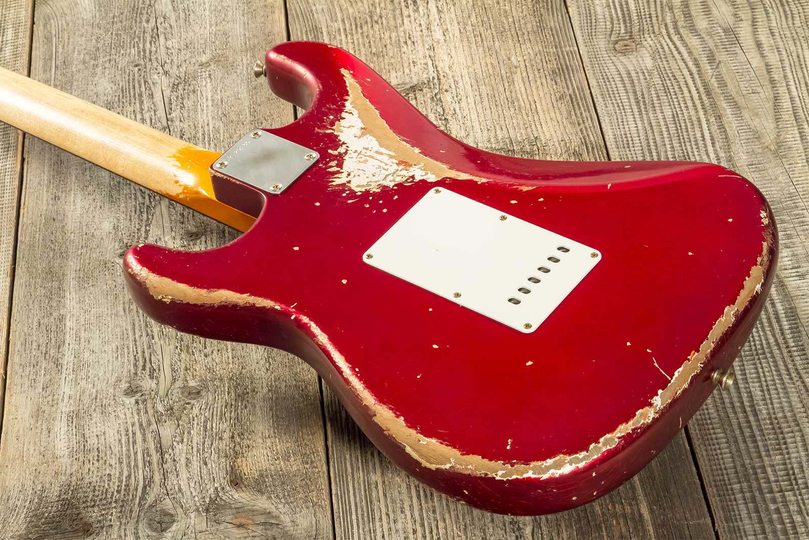 Fender Custom Shop Strat 1964 Masterbuilt P.waller 3s Trem Rw #r129130 - Heavy Relic Candy Apple Red - Elektrische gitaar in Str-vorm - Variation 4