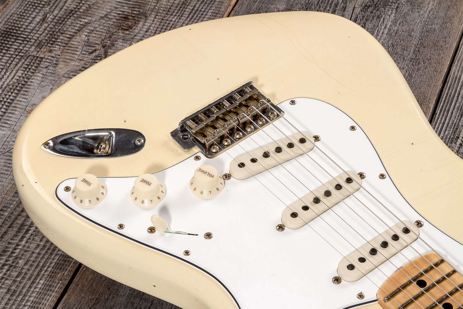 Fender Custom Shop Strat 1969 3s Trem Mn #cz576216 - Journeyman Relic Aged Vintage White - Elektrische gitaar in Str-vorm - Variation 3