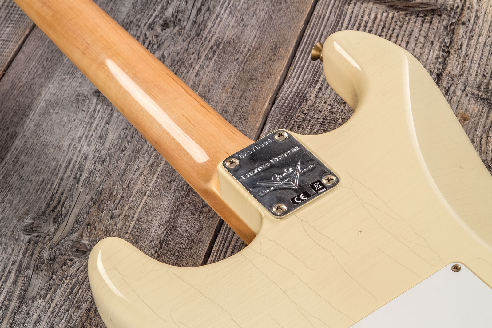 Fender Custom Shop Strat 1969 3s Trem Mn #cz576216 - Journeyman Relic Aged Vintage White - Elektrische gitaar in Str-vorm - Variation 6