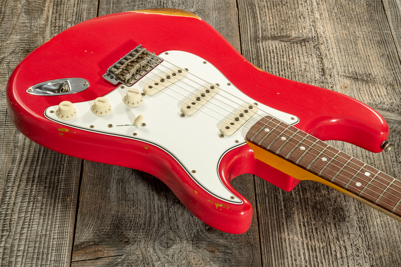 Fender Custom Shop Strat Late 1964 3s Trem Rw #cz568395 - Relic Aged Fiesta Red - Elektrische gitaar in Str-vorm - Variation 2