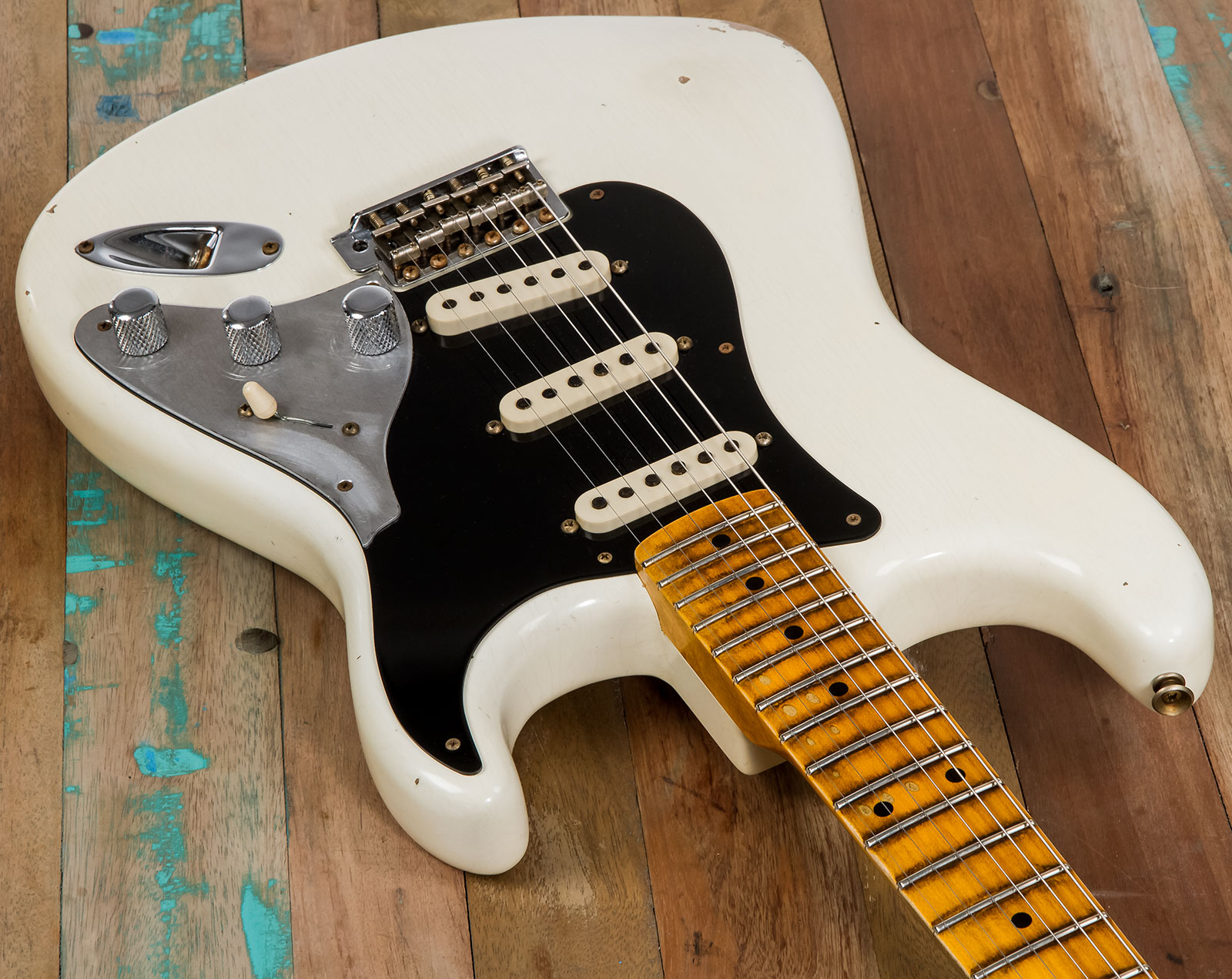 Fender Custom Shop Strat Poblano Ii 3s Trem Mn #cz555378 - Relic Olympic White - Elektrische gitaar in Str-vorm - Variation 2
