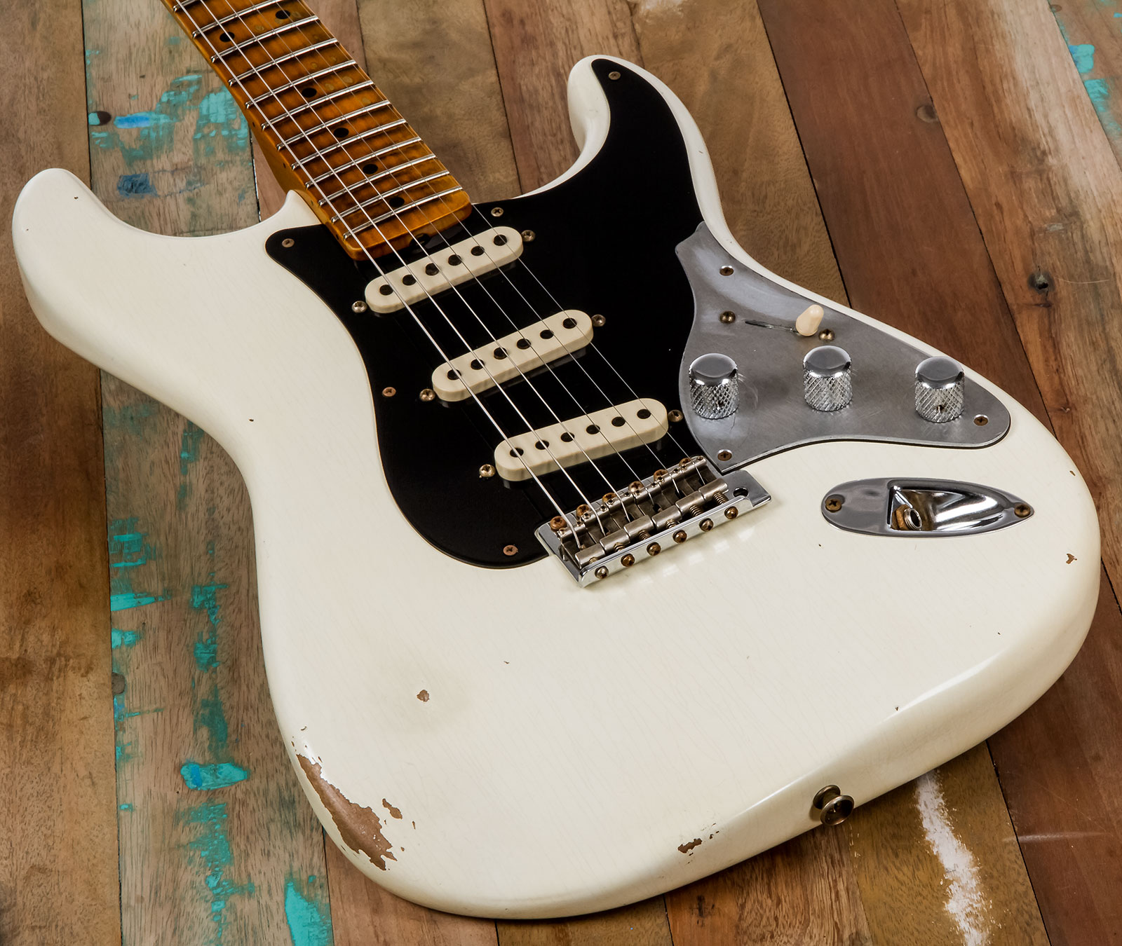 Fender Custom Shop Strat Poblano Ii 3s Trem Mn #cz555378 - Relic Olympic White - Elektrische gitaar in Str-vorm - Variation 3