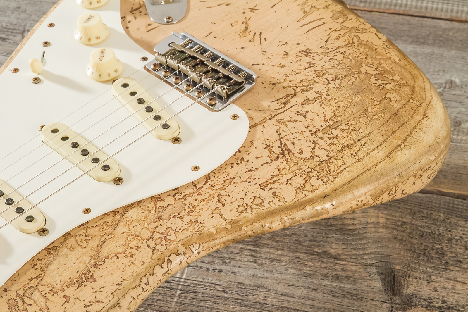 Fender Custom Shop Strat Red Hot 3s Trem #cz584115 - Super Heavy Relic White Blonde - Elektrische gitaar in Str-vorm - Variation 3