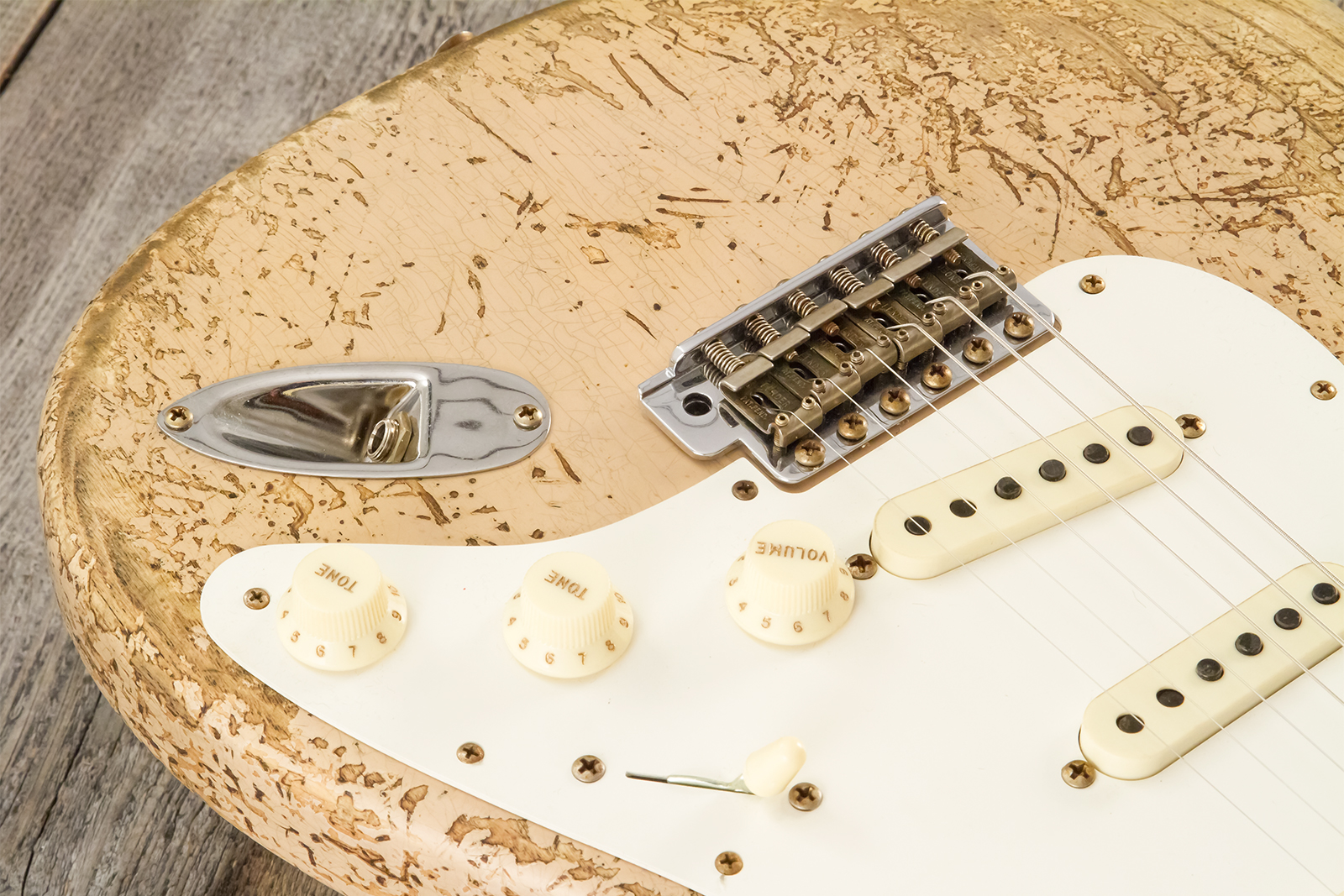 Fender Custom Shop Strat Red Hot 3s Trem #cz584115 - Super Heavy Relic White Blonde - Elektrische gitaar in Str-vorm - Variation 4