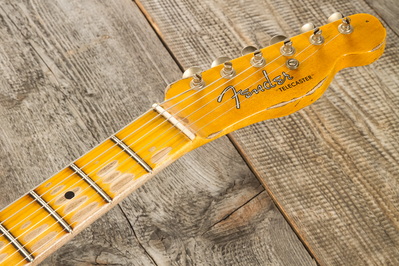 Fender Custom Shop Tele 1952 2s Ht Mn #r136636 - Super Heavy Relic Aged Nocaster Blonde - Televorm elektrische gitaar - Variation 7
