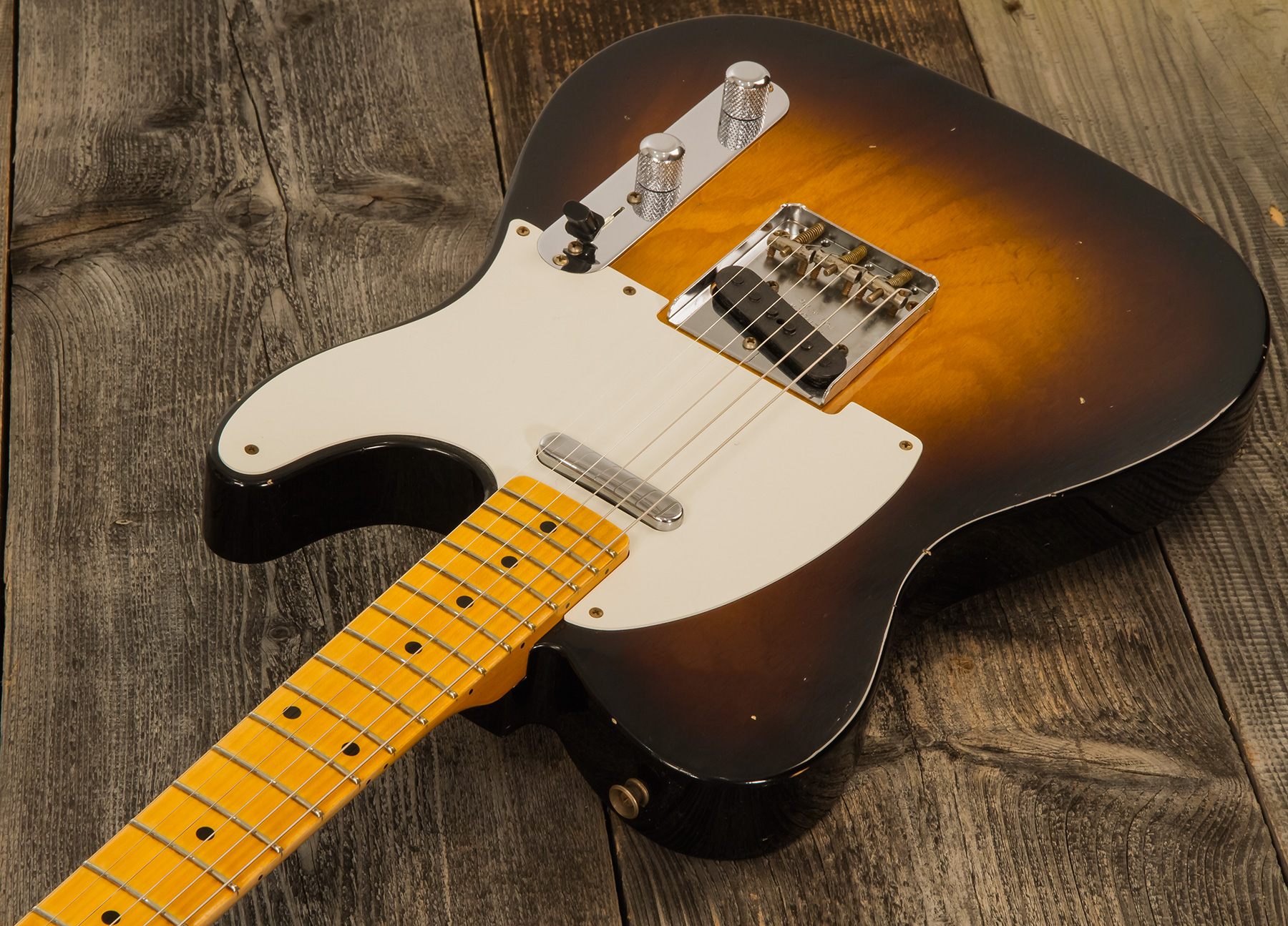 Fender Custom Shop Tele 1955 Ltd 2s Ht Mn #cz560649 - Relic Wide Fade 2-color Sunburst - Televorm elektrische gitaar - Variation 2