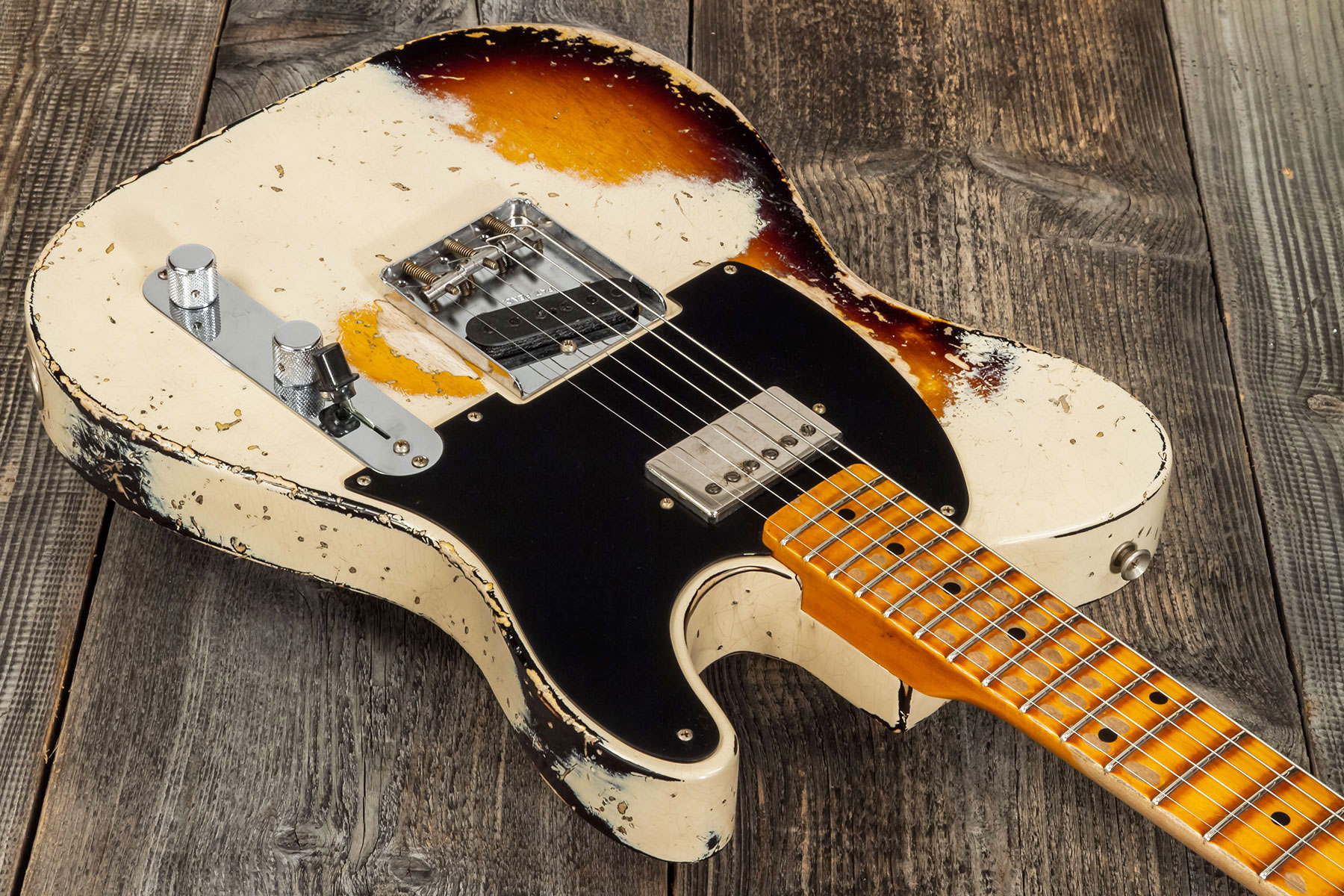 Fender Custom Shop Tele 1957 Sh Ht Mn #r117579 - Heavy Relic Desert Sand Ov. Sunburst - Televorm elektrische gitaar - Variation 2