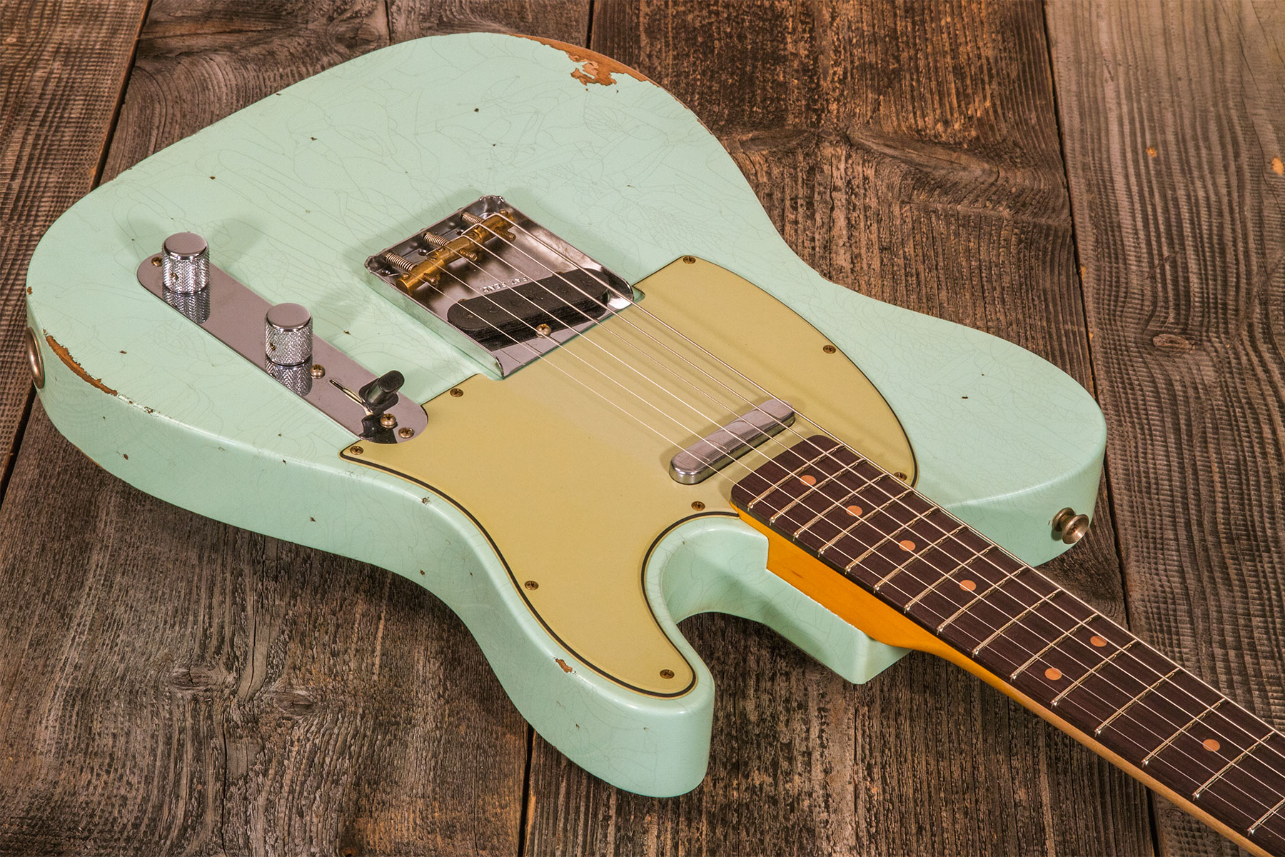 Fender Custom Shop Tele 1961 2s Ht Rw #cz565334 - Relic Faded Surf Green - Televorm elektrische gitaar - Variation 2