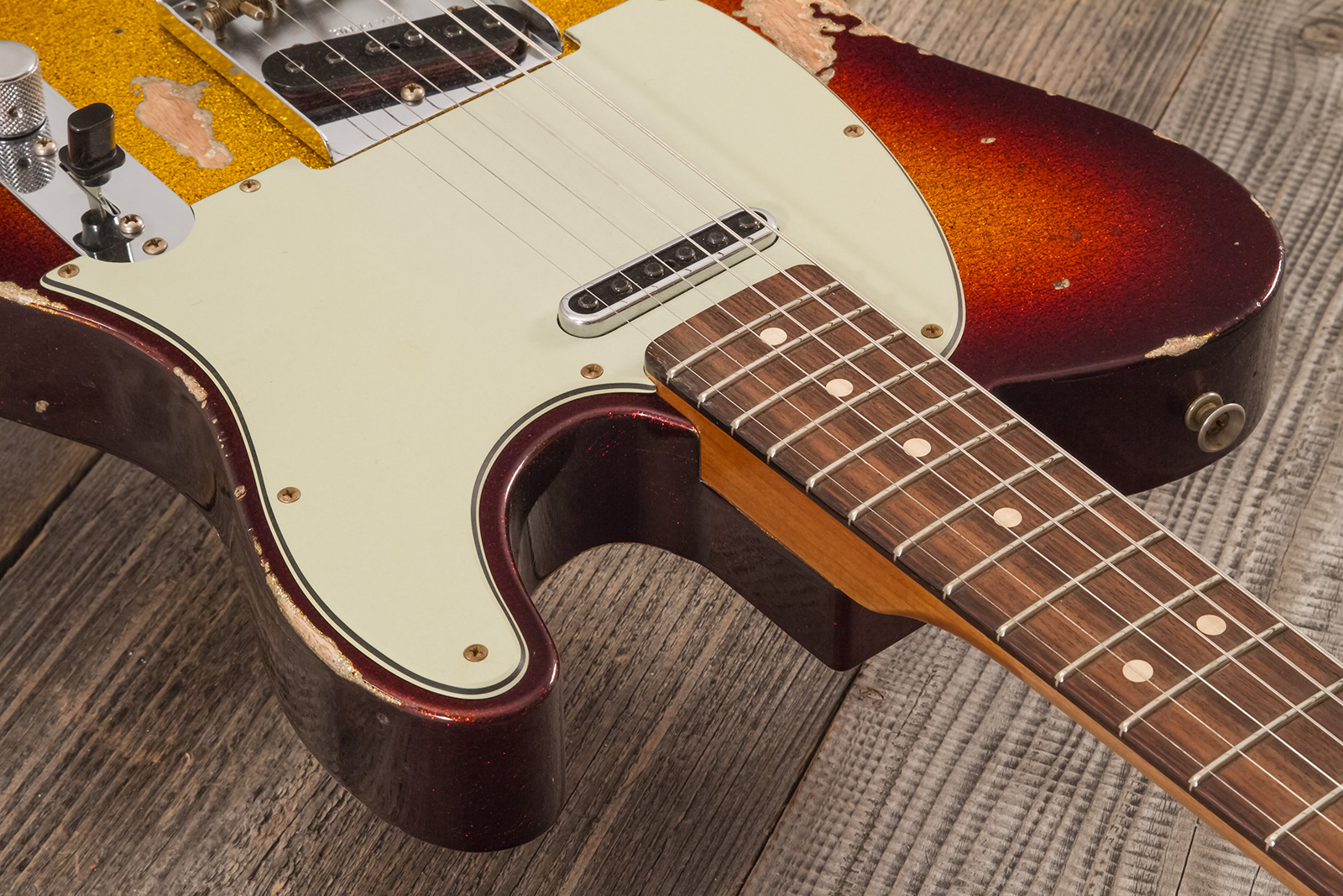 Fender Custom Shop Tele 1963 2s Ht Rw #r141275 - Heavy Relic Sparkle 3-color Sunburst - Televorm elektrische gitaar - Variation 6