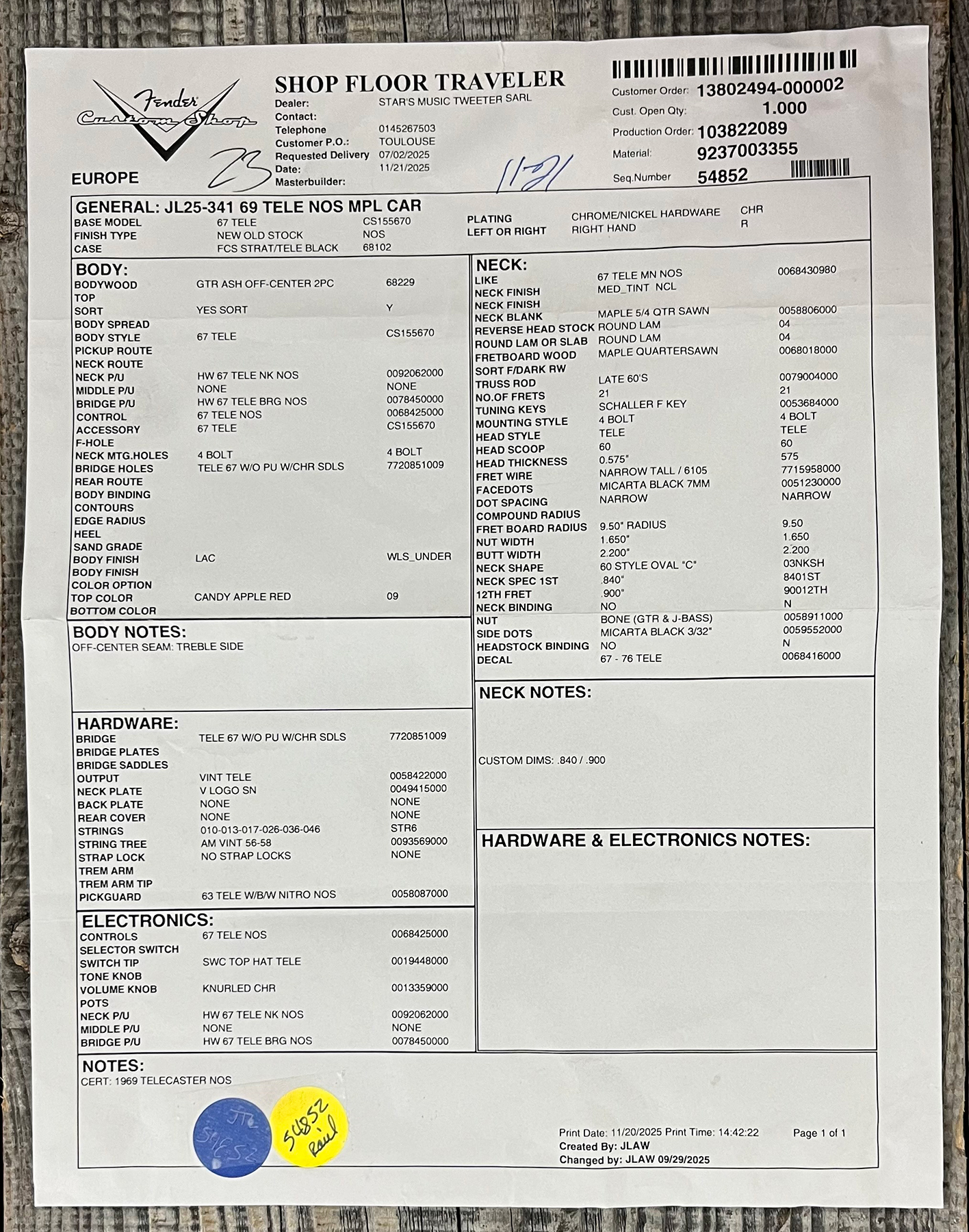 Fender Custom Shop Tele 1969 2s Ht Mn #cz589311 - Nos Candy Apple Red - Televorm elektrische gitaar - Variation 13