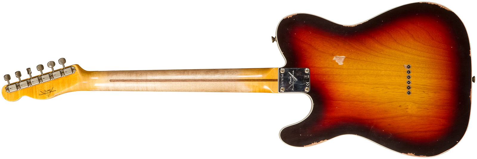 Fender Custom Shop Tele Custom 1959 2s Ht Mn #cz573750 - Relic Chocolate 3-color Sunburst - Televorm elektrische gitaar - Variation 1