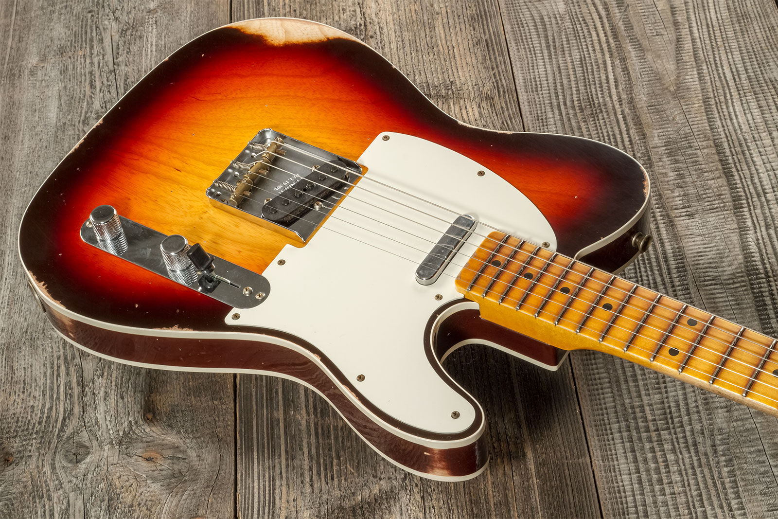 Fender Custom Shop Tele Custom 1959 2s Ht Mn #cz573750 - Relic Chocolate 3-color Sunburst - Televorm elektrische gitaar - Variation 2