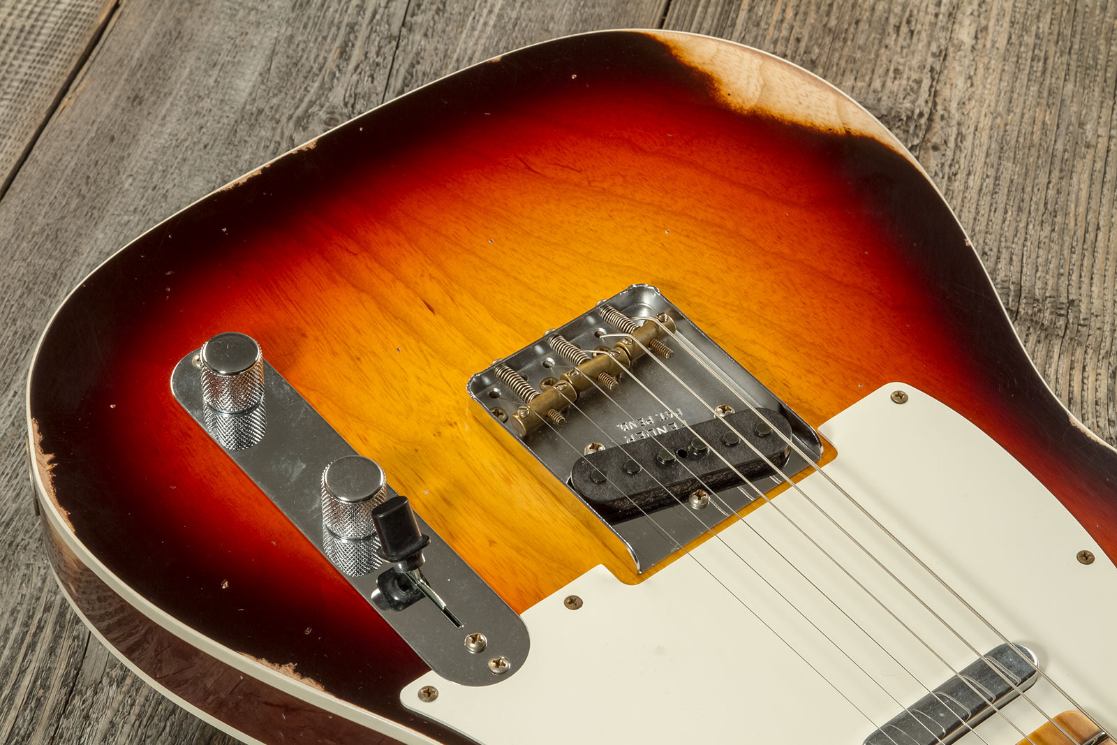 Fender Custom Shop Tele Custom 1959 2s Ht Mn #cz573750 - Relic Chocolate 3-color Sunburst - Televorm elektrische gitaar - Variation 3