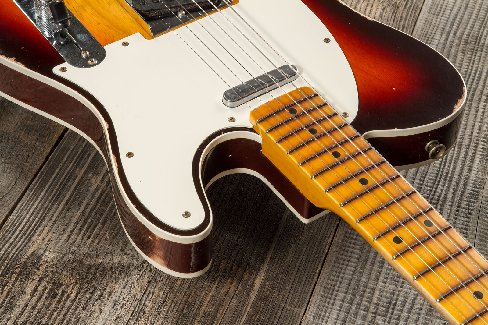 Fender Custom Shop Tele Custom 1959 2s Ht Mn #cz573750 - Relic Chocolate 3-color Sunburst - Televorm elektrische gitaar - Variation 4