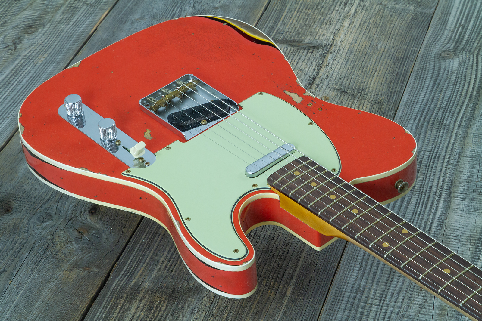 Fender Custom Shop Tele Custom 1960 2s Ht Rw #cz579562 - Heavy Relic Tahitian Coral O. 3-color Sunburst - Televorm elektrische gitaar - Variation 3