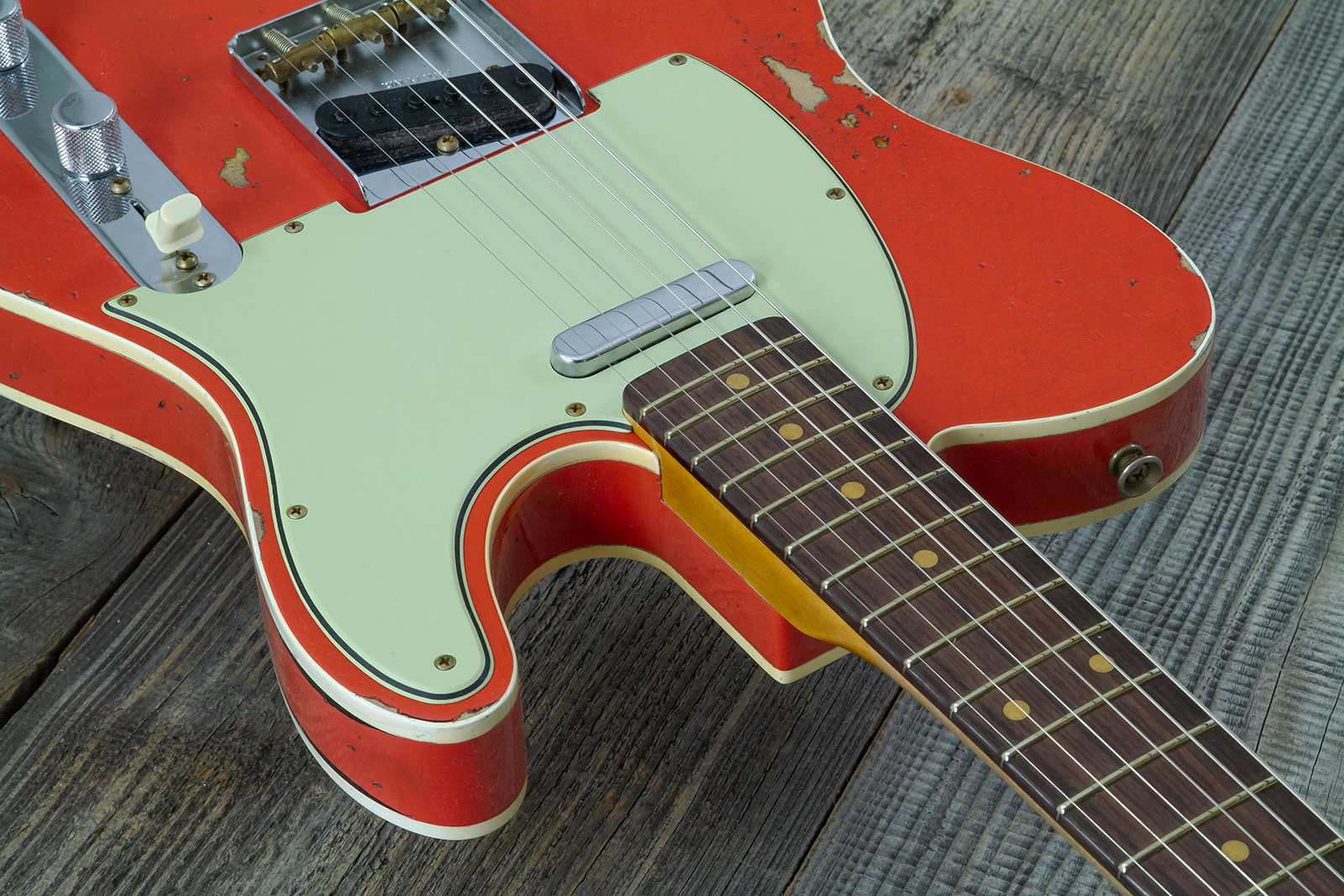 Fender Custom Shop Tele Custom 1960 2s Ht Rw #cz579562 - Heavy Relic Tahitian Coral O. 3-color Sunburst - Televorm elektrische gitaar - Variation 6