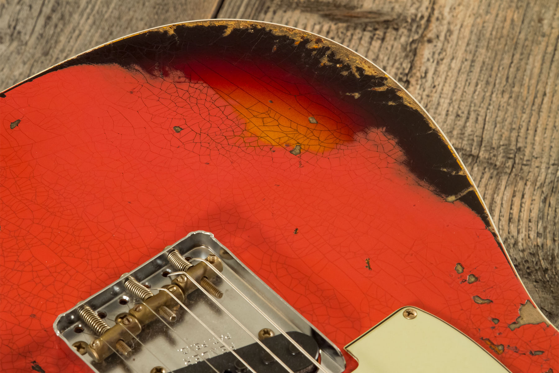 Fender Custom Shop Tele Custom 1960 2s Ht Rw - Heavy Relic Tahitian Coral O. 3-color Sunburst - Televorm elektrische gitaar - Variation 4