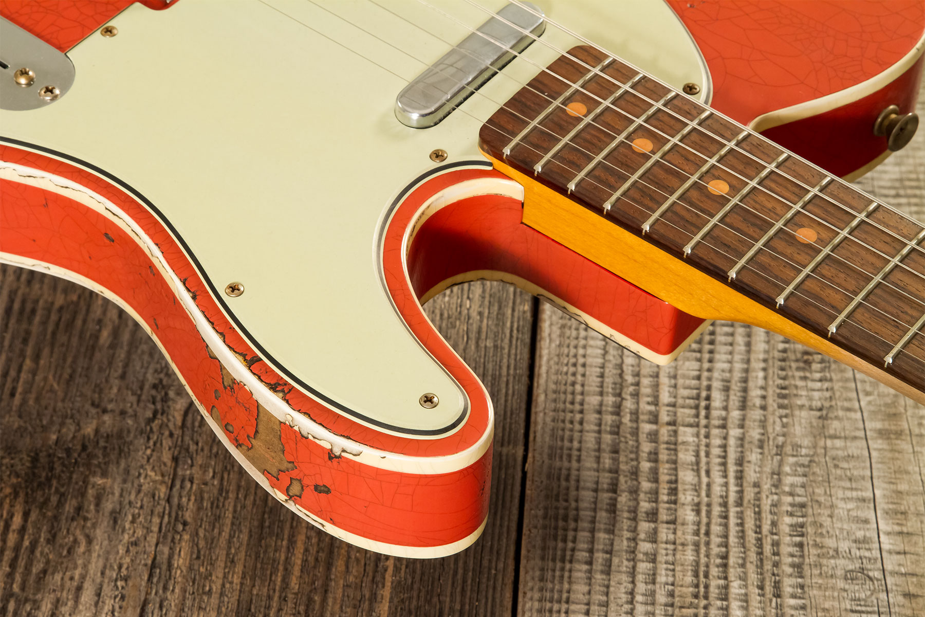 Fender Custom Shop Tele Custom 1960 2s Ht Rw - Heavy Relic Tahitian Coral O. 3-color Sunburst - Televorm elektrische gitaar - Variation 5