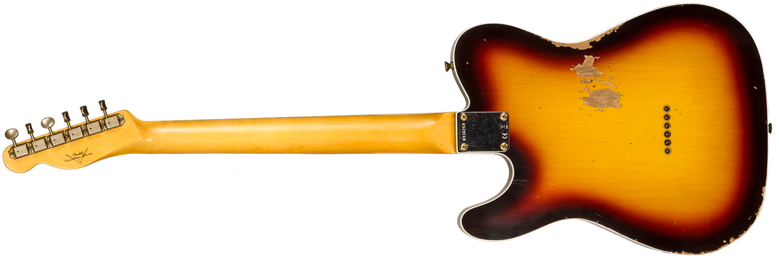 Fender Custom Shop Tele Custom 1960 2s Ht Rw #r136254 - Relic Chocolate 3-color Sunburst - Televorm elektrische gitaar - Variation 1