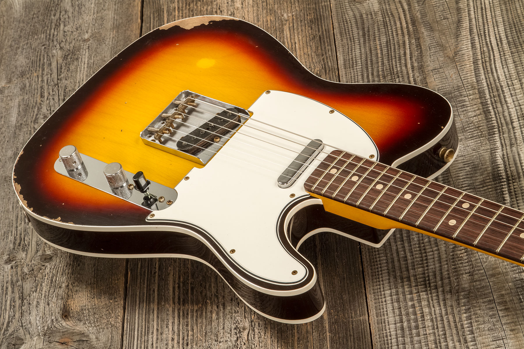 Fender Custom Shop Tele Custom 1960 2s Ht Rw #r136254 - Relic Chocolate 3-color Sunburst - Televorm elektrische gitaar - Variation 2