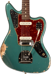 Enkel gesneden elektrische gitaar Fender Custom Shop 1962 Jaguar #R138212 - Heavy relic sherwood green metallic