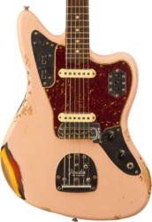 Retro-rock elektrische gitaar Fender Custom Shop 1962 Jaguar #R141280 - Heavy Relic Shell Pink o. 3-Color Sunburst
