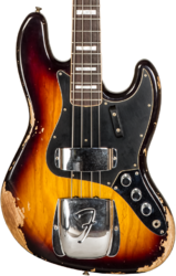 Solid body elektrische bas Fender Custom Shop Jazz Bass Custom #CZ575919 - Heavy relic 3-color sunburst