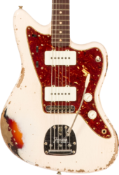 Retro-rock elektrische gitaar Fender Custom Shop 1962 Jazzmaster #R133709 - Heavy relic shell pink o. 3-color sunburst