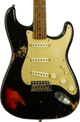 Elektrische gitaar in strat vorm Fender Custom Shop 1956 Stratocaster #R150252 - Heavy Relic Black ov. Violin Burst