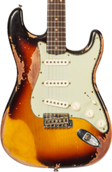 Elektrische gitaar in strat vorm Fender Custom Shop 1959 Stratocaster #CZ583182 - Super heavy relic chocolate 3-color sunburst