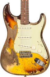 Elektrische gitaar in str-vorm Fender Custom Shop 1959 Stratocaster #CZ569850 - Super heavy relic aged chocolate 3-color sunburst