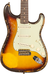Elektrische gitaar in str-vorm Fender Custom Shop 1959 Stratocaster #CZ571958 - Super heavy relic aged chocolate 3-color sunburst