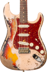 Elektrische gitaar in str-vorm Fender Custom Shop 1960 Stratocaster #CZ580793 - Super heavy relic shell pink o. 3-color sunburst