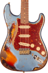 Elektrische gitaar in str-vorm Fender Custom Shop 1960 Stratocaster #CZ580908 - Super heavy relic lake placid blue o. 3-color sunb