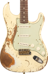 Elektrische gitaar in strat vorm Fender Custom Shop Dual-Mag II Stratocaster #CZ563967 - Super heavy relic vintage white
