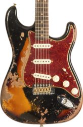 Elektrische gitaar in strat vorm Fender Custom Shop 1960 Stratocaster Roasted #CZ581166 - Super heavy relic black o. 2-color sunburst