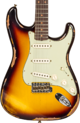 Elektrische gitaar in str-vorm Fender Custom Shop 1961 Stratocaster #CZ573663 - Heavy relic aged 3-color sunburst