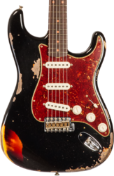 Elektrische gitaar in str-vorm Fender Custom Shop 1961 Stratocaster #CZ580527 - Super heavy relic black o. 3-color sunburst