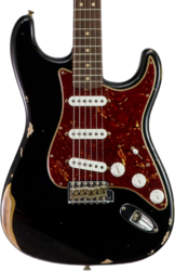 Elektrische gitaar in strat vorm Fender Custom Shop 1963 Stratocaster #R143861 - Relic black o. hle gold