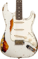 Elektrische gitaar in str-vorm Fender Custom Shop Stratocaster 1963 Masterbuilt K.McMillin #R117544 - Ultimate relic olympic white/3-color sunburst