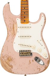 Elektrische gitaar in str-vorm Fender Custom Shop Red Hot Stratocaster #CZ579150 - Super heavy relic dirty shell pink